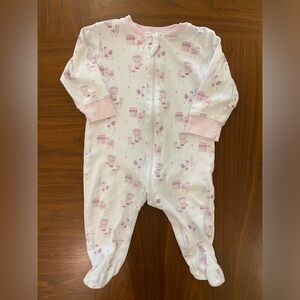 Kissy Kissy Pink and White Footie Pajamas Llamas and Hot Air Balloons 9 months